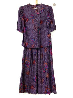 Vintage 2 Piece Dress Size 7-8 by Tattoo Blue & Brown